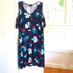 LANE BRYANT Floral Midi Dress Short Sleeve Cold Shoulder Plus Size 18 20 1X NWT